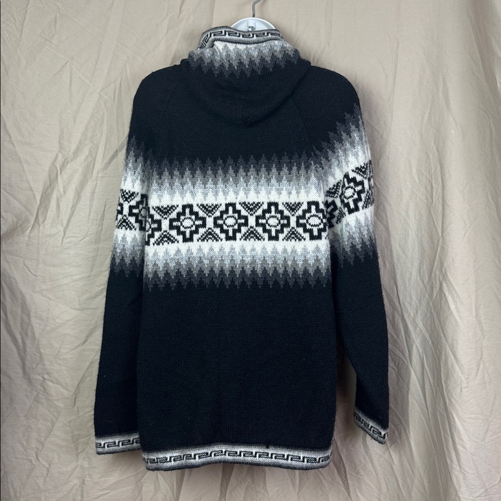 South American Side alpaca wool sweater cardigan made in Peru. Unisex large - Picture 3 of 8
